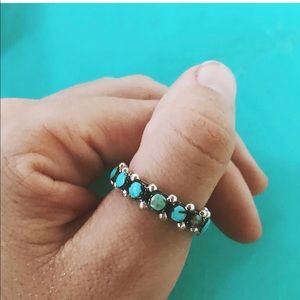 Kingman turquoise infinity ring. Stamped